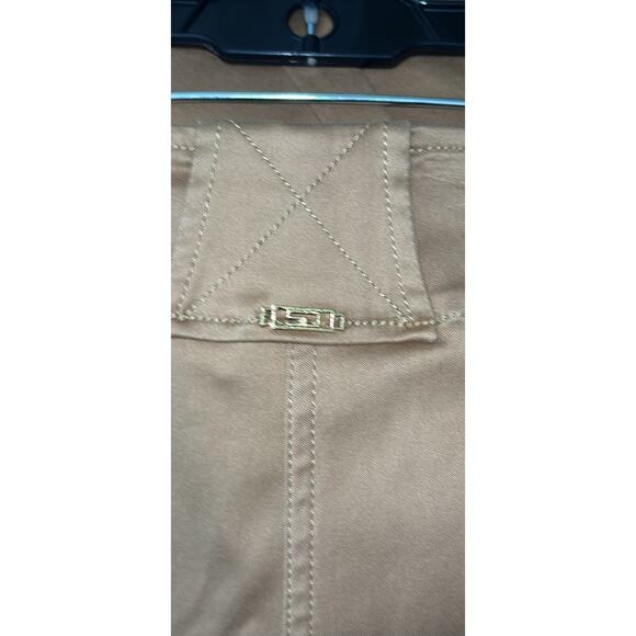 St John Sport By Marie Gray Camel Stretch High Waist Pants Gold Hardware Size 4 - Picture 6 of 8